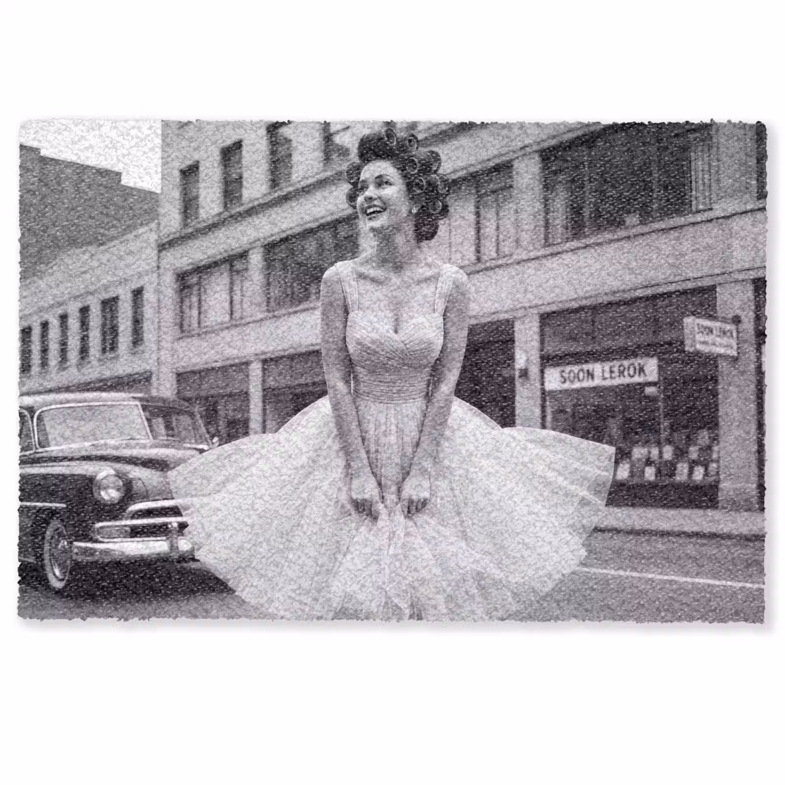 Deurmat - Retro - Vrouw - Zwart - Wit — 1