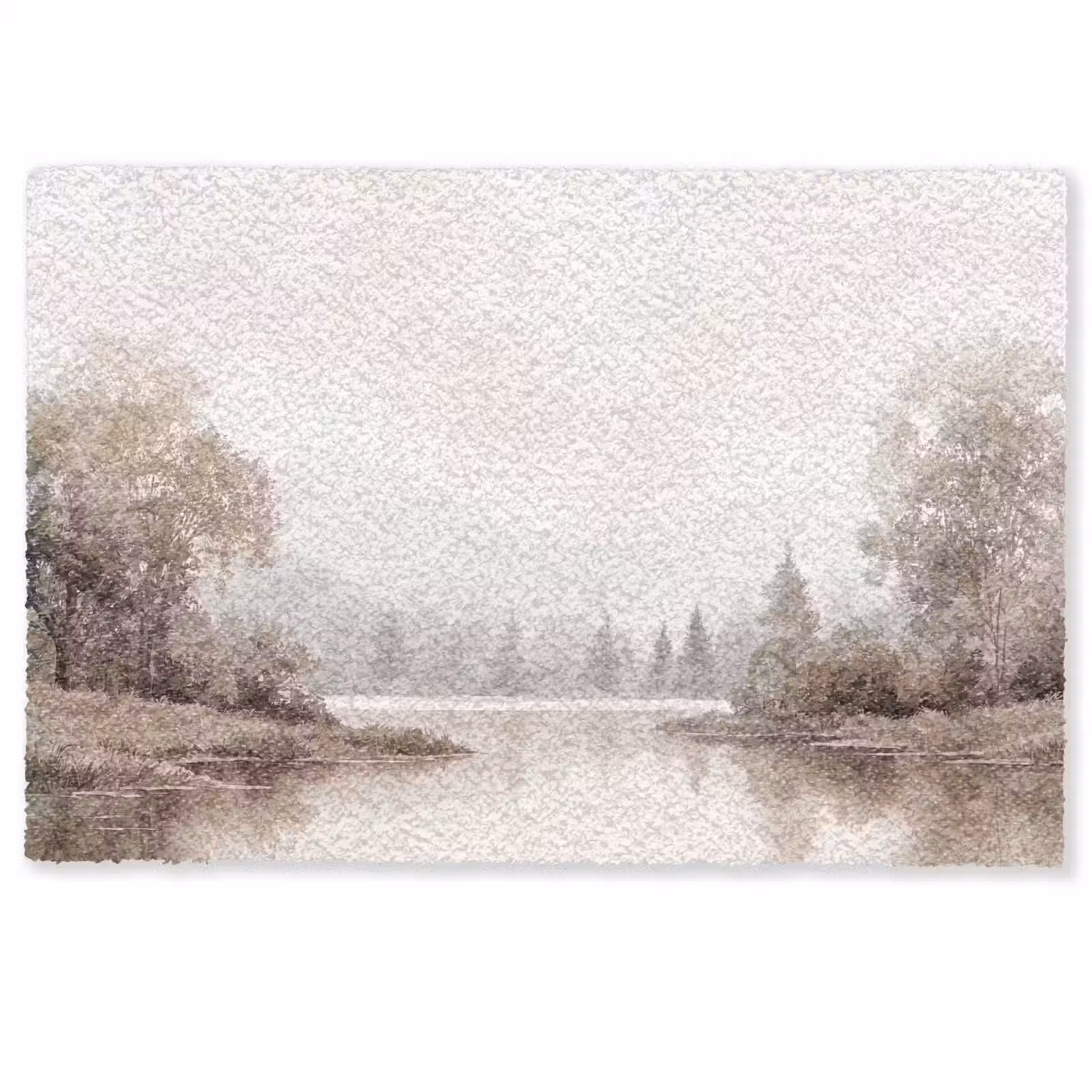 Deurmat - Rivierlandschap - Minimalistisch - Aardetinten — 1