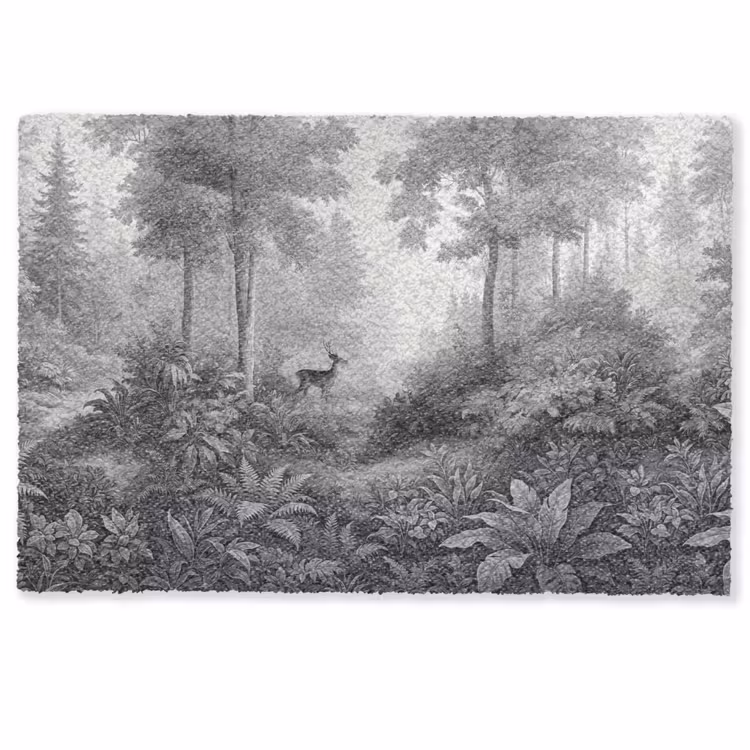 Deurmat - Bos - Hert - Zwart - Wit — 1