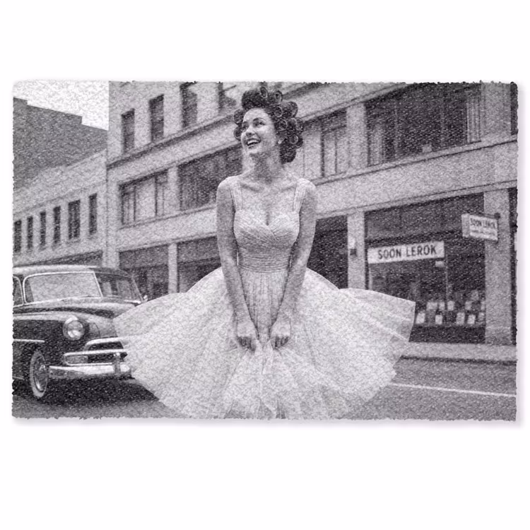 Deurmat - Retro - Vrouw - Zwart - Wit — 1