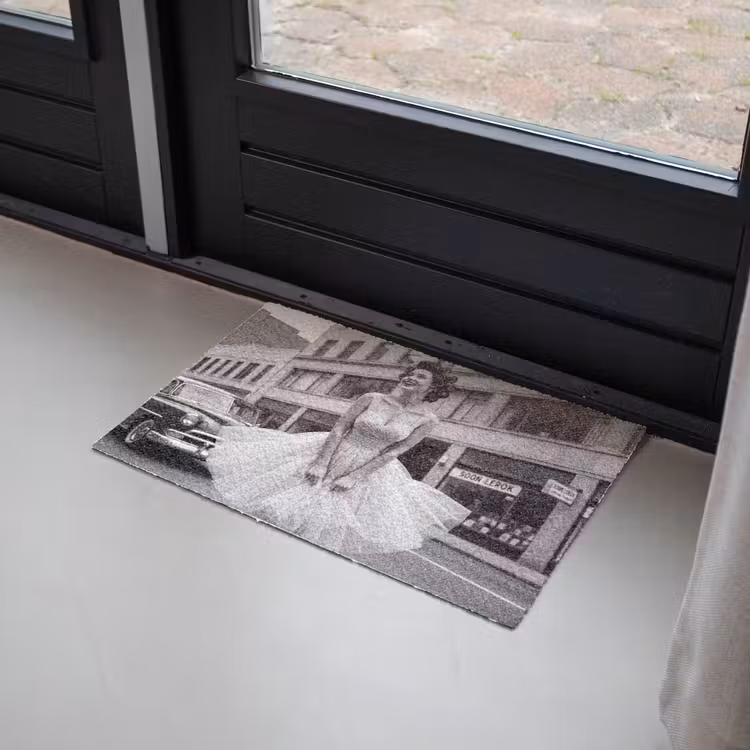 Deurmat - Retro - Vrouw - Zwart - Wit — 2