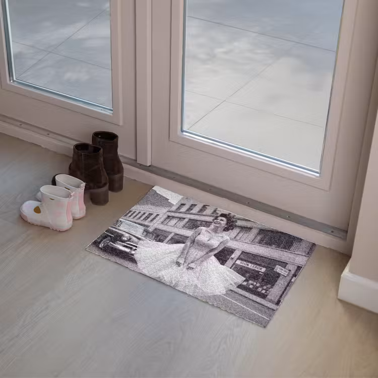 Deurmat - Retro - Vrouw - Zwart - Wit — 8