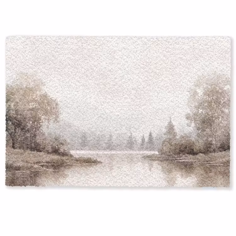 Deurmat - Rivierlandschap - Minimalistisch - Aardetinten — 1