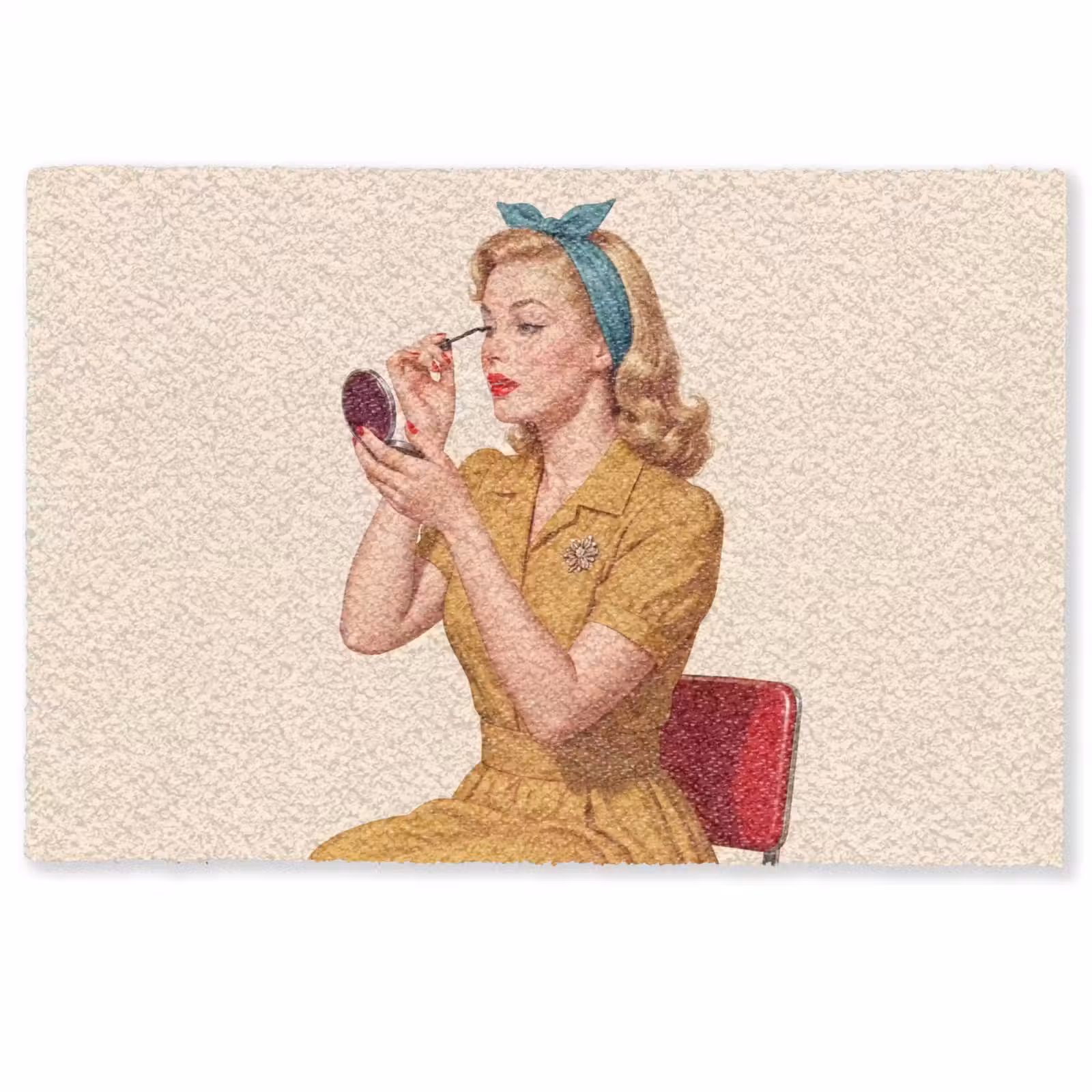 Deurmat - Illustratie - Mascara - Vrouw - Geel — 1