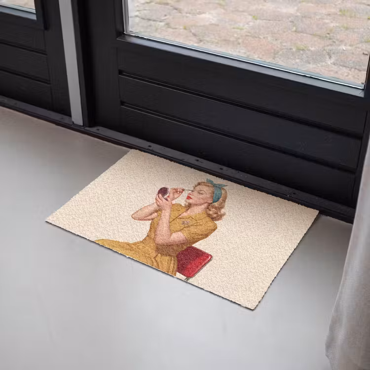 Deurmat - Illustratie - Mascara - Vrouw - Geel — 2