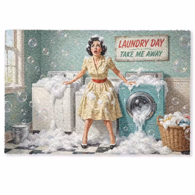 Deurmat - Retro - Blauw - Vrouw — 1