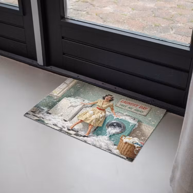 Deurmat - Retro - Blauw - Vrouw — 2