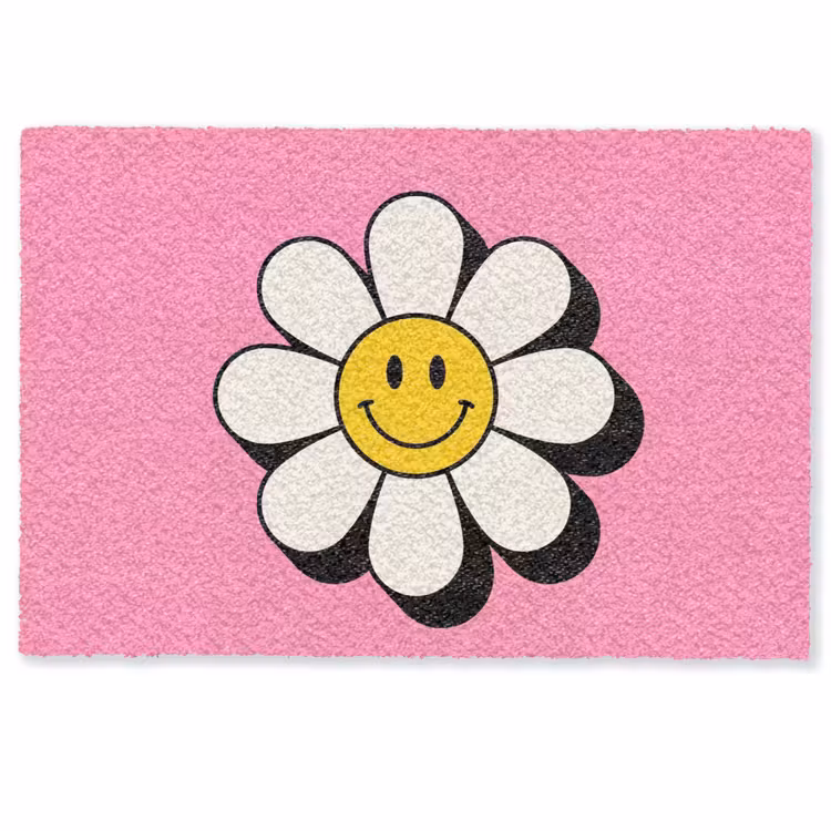 Deurmat - Smiley - Bloem - Roze — 1