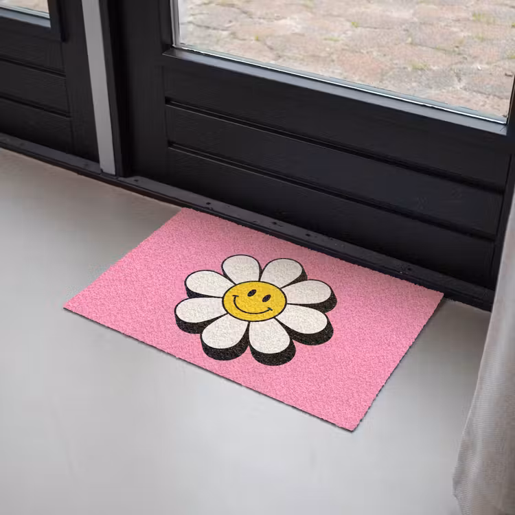Deurmat - Smiley - Bloem - Roze — 2