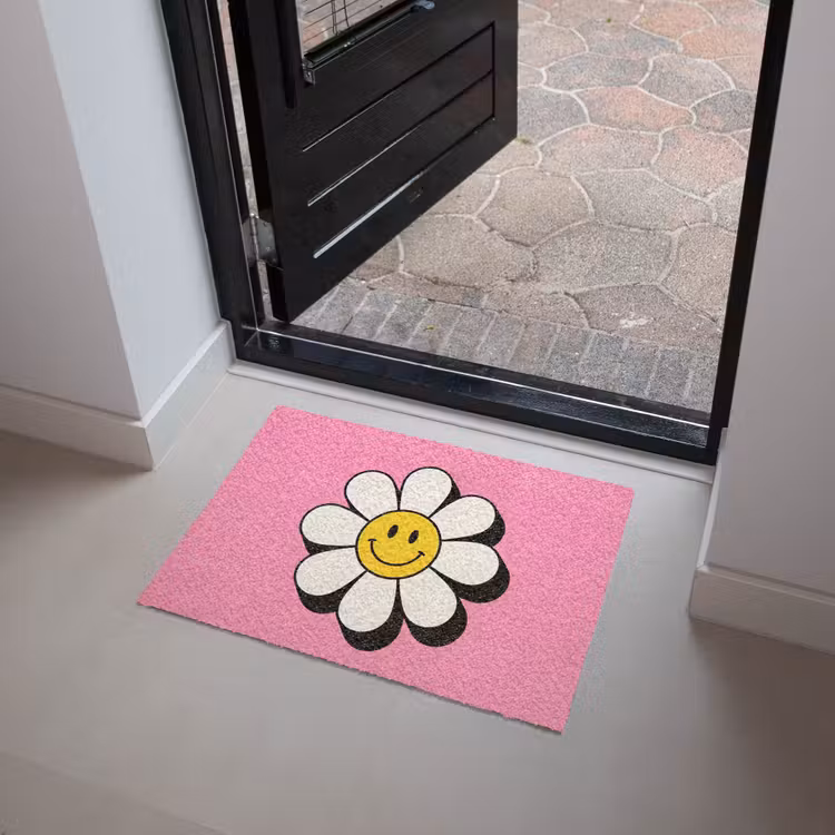 Deurmat - Smiley - Bloem - Roze — 4