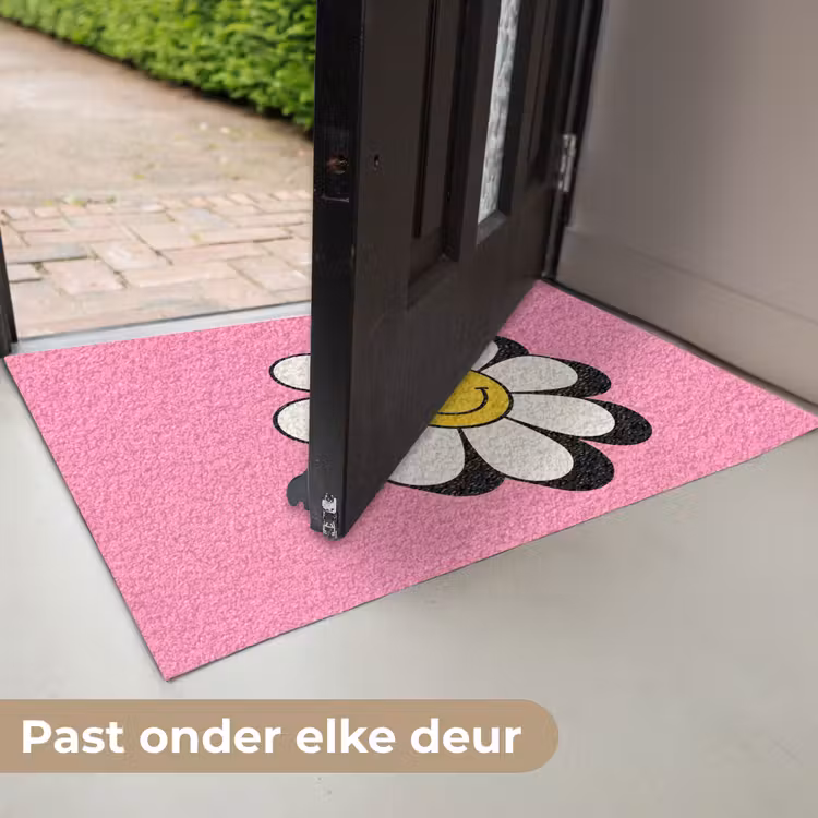 Deurmat - Smiley - Bloem - Roze — 7