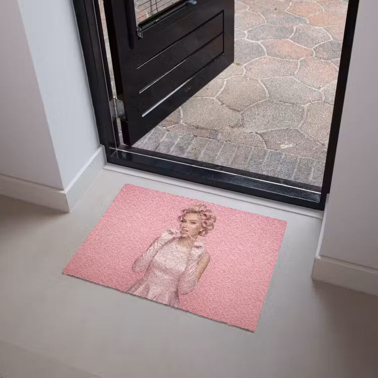 Deurmat - Vrouw - Roze - Parelketting - Krulspelden — 4