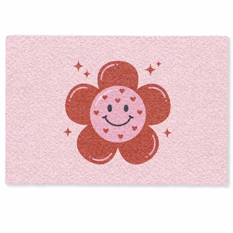 Deurmat - Bloem - Roze - Hartjes — 1