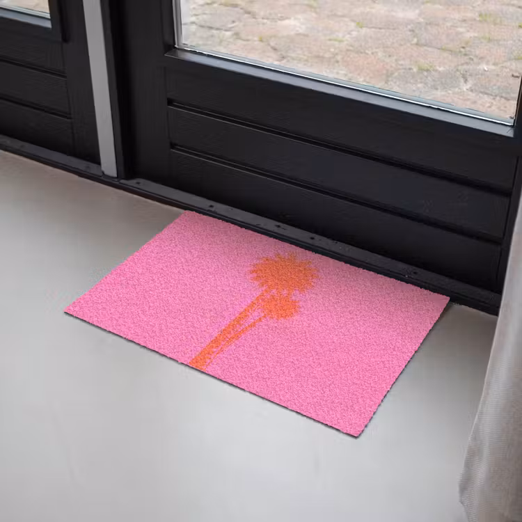 Deurmat - Palmbomen - Modern - Roze — 2