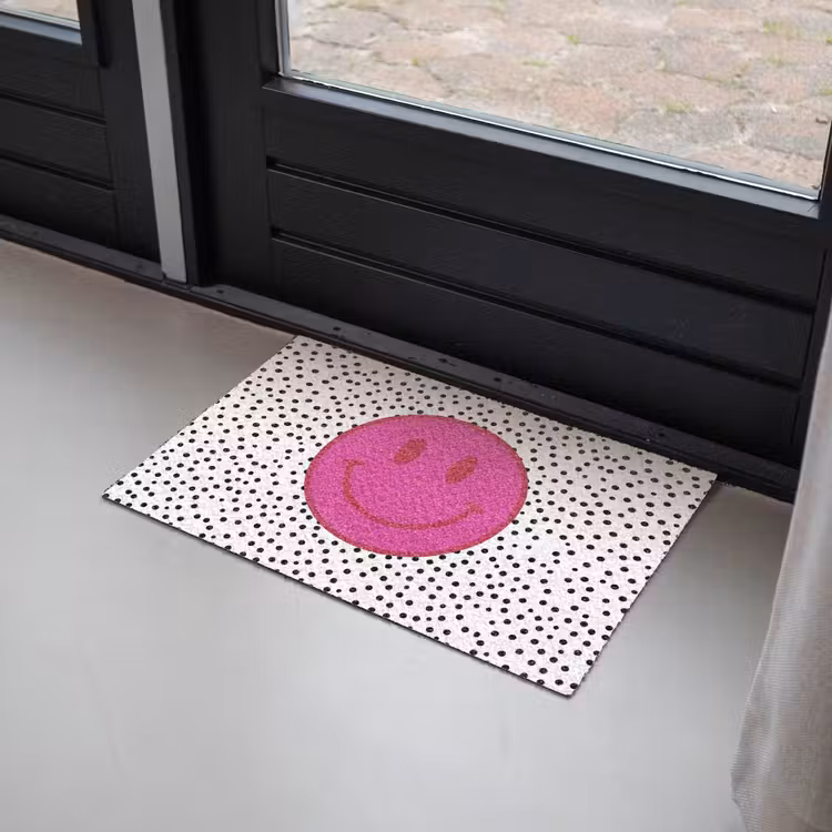 Deurmat - Smiley - Roze - Stippen — 2