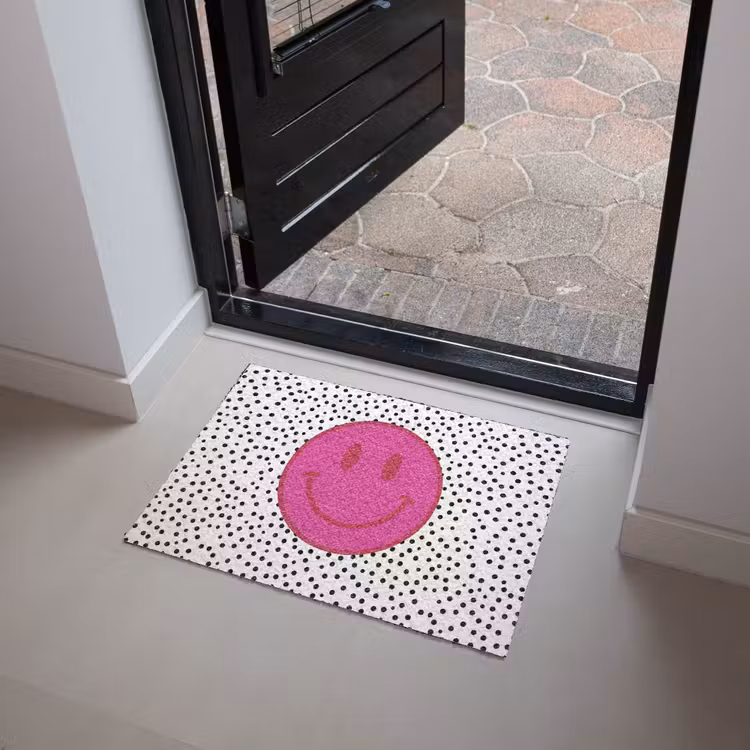 Deurmat - Smiley - Roze - Stippen — 4