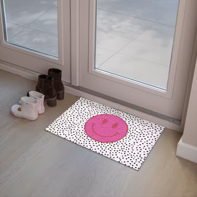 Deurmat - Smiley - Roze - Stippen — 8