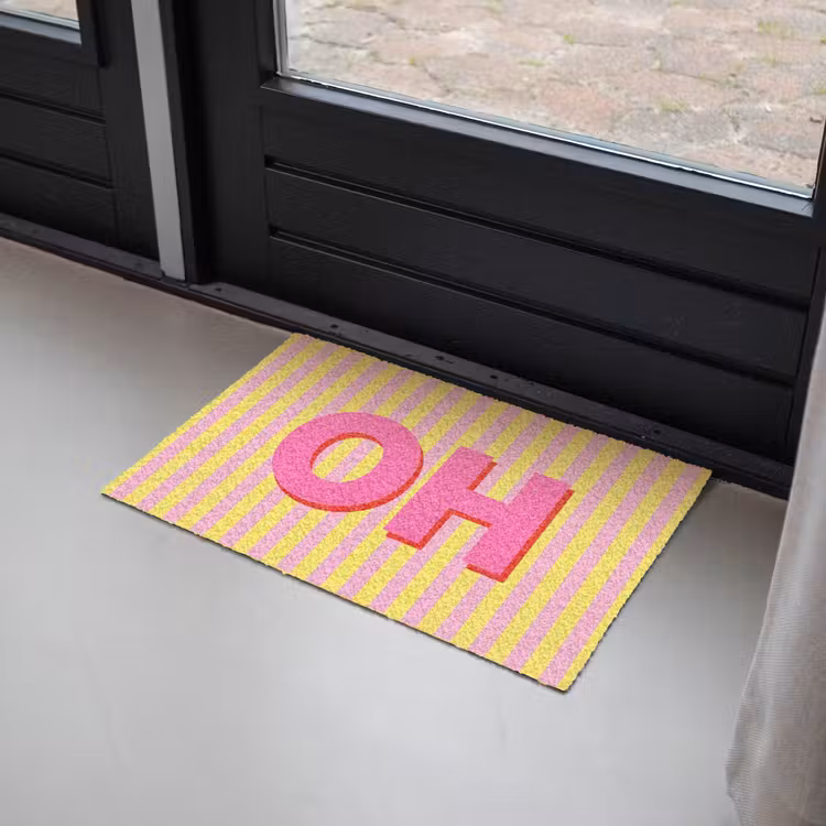 Deurmat - Tekst - Strepen - Roze — 2