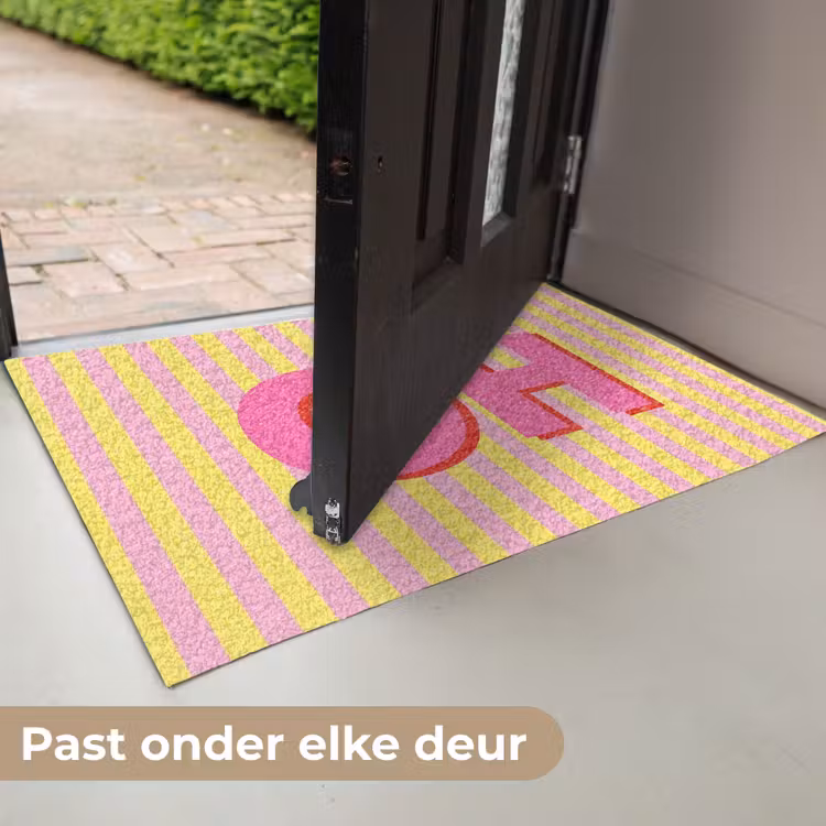 Deurmat - Tekst - Strepen - Roze — 7