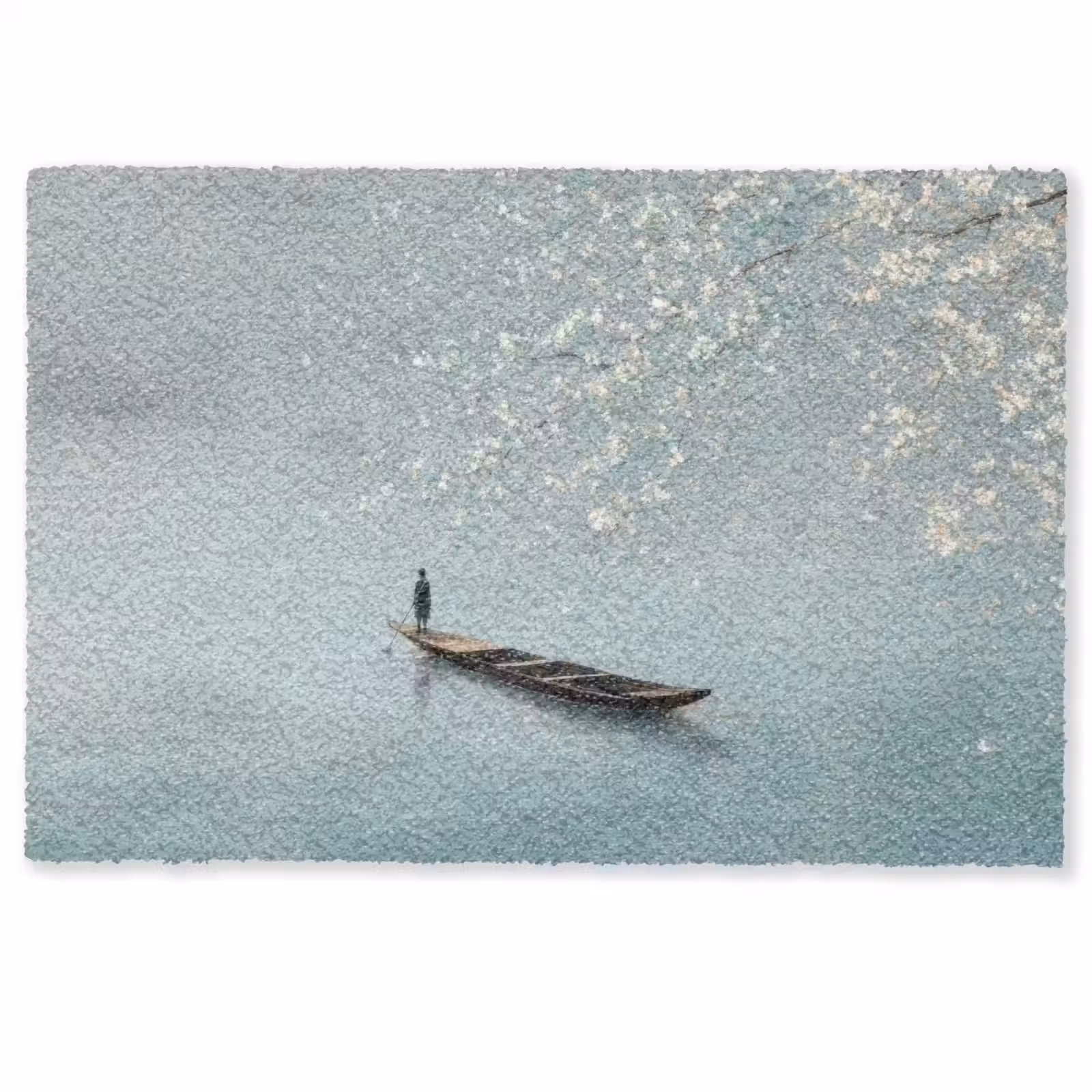 Deurmat - Bloesems - Minimalistisch - Wateroppervlak - Boot — 1
