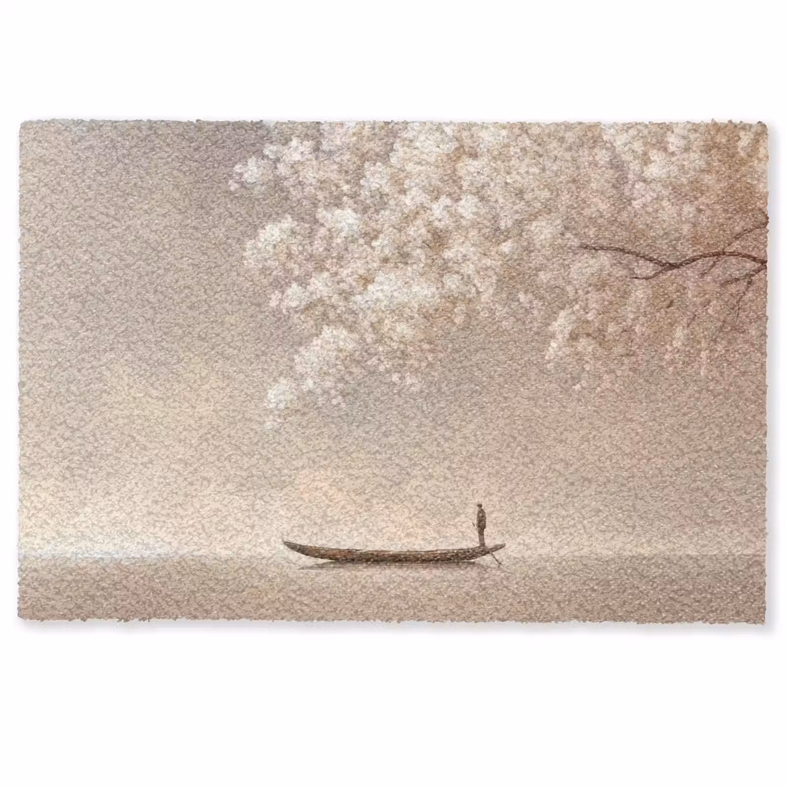 Deurmat - Bloesems - Wit - Boot - Minimalistisch — 1