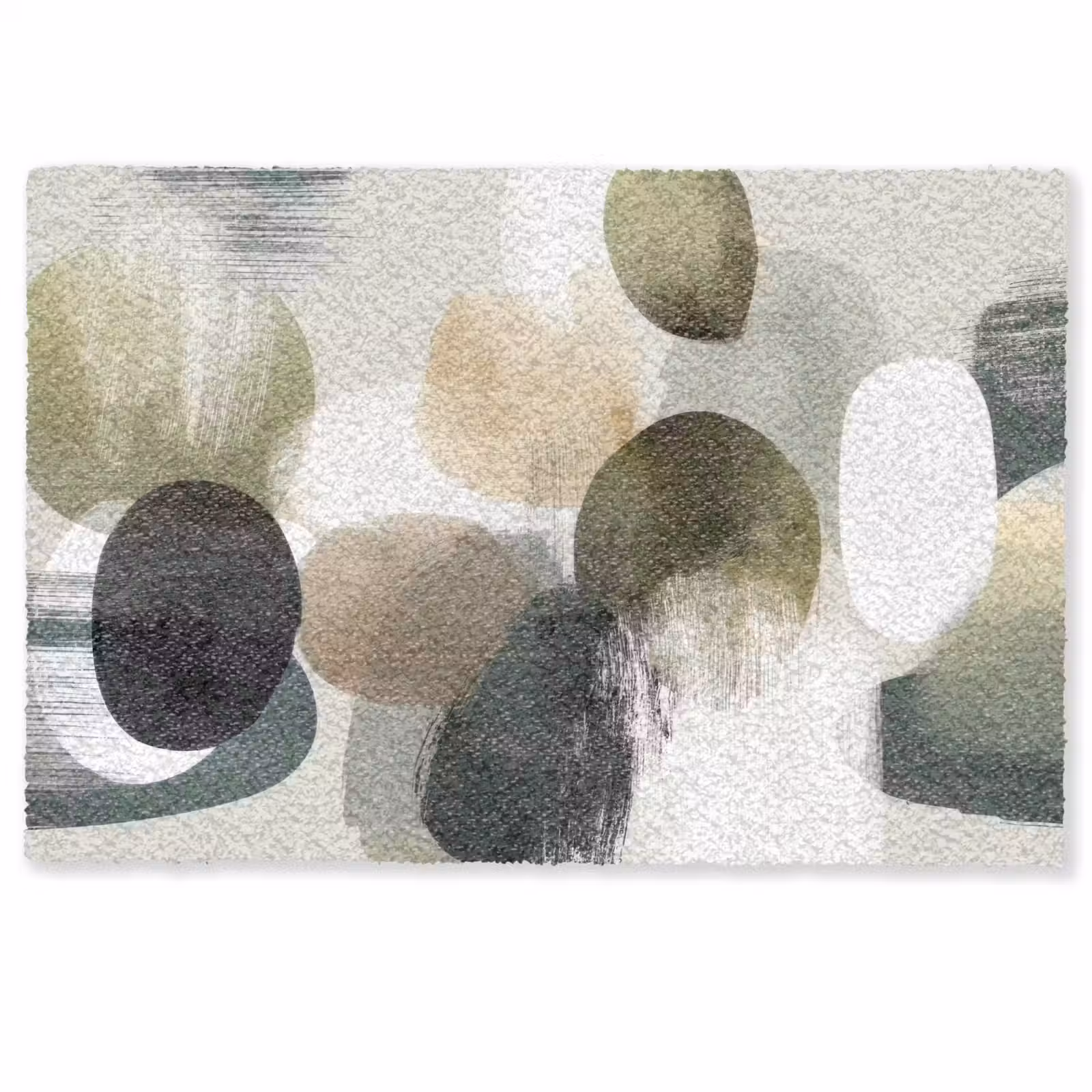 Deurmat - Minimalistisch - Cirkels - Penseelstreken - Beige — 1