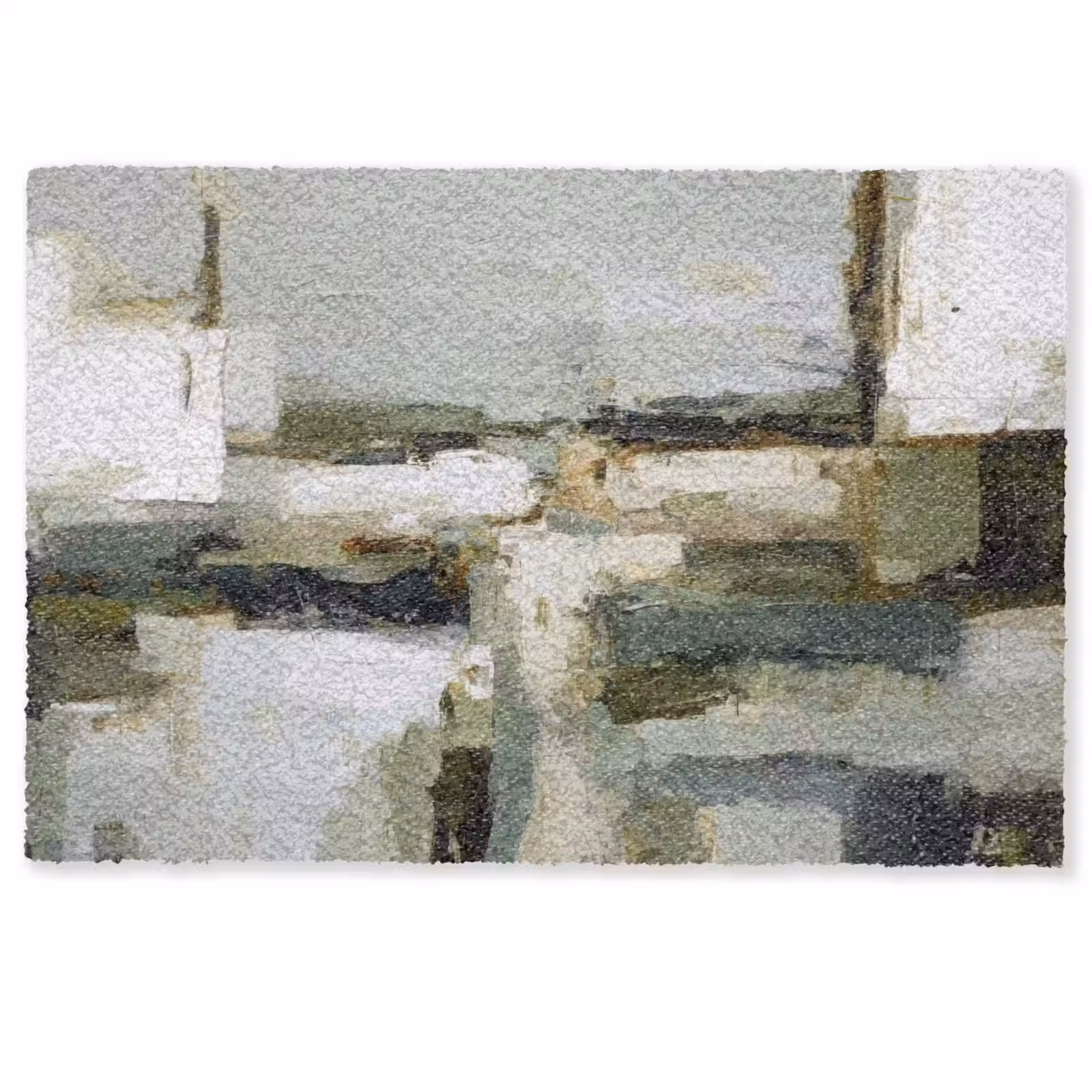 Deurmat - Penseelstreken - Groen - Abstract - Japandi — 1