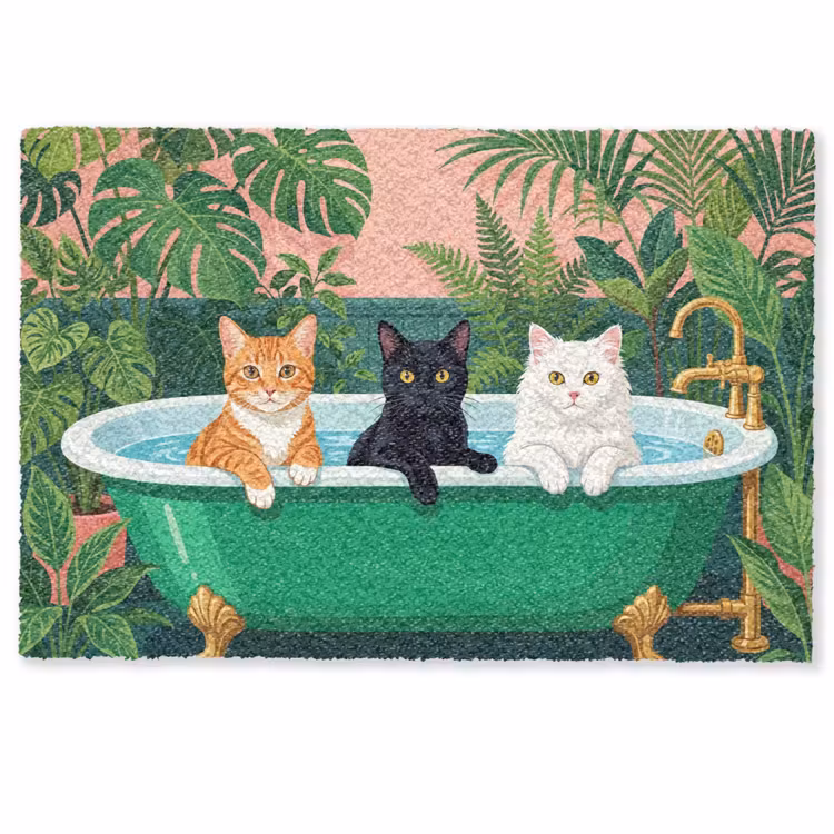 Deurmat - Badkamer - Kattenparade - Kleurrijk — 1