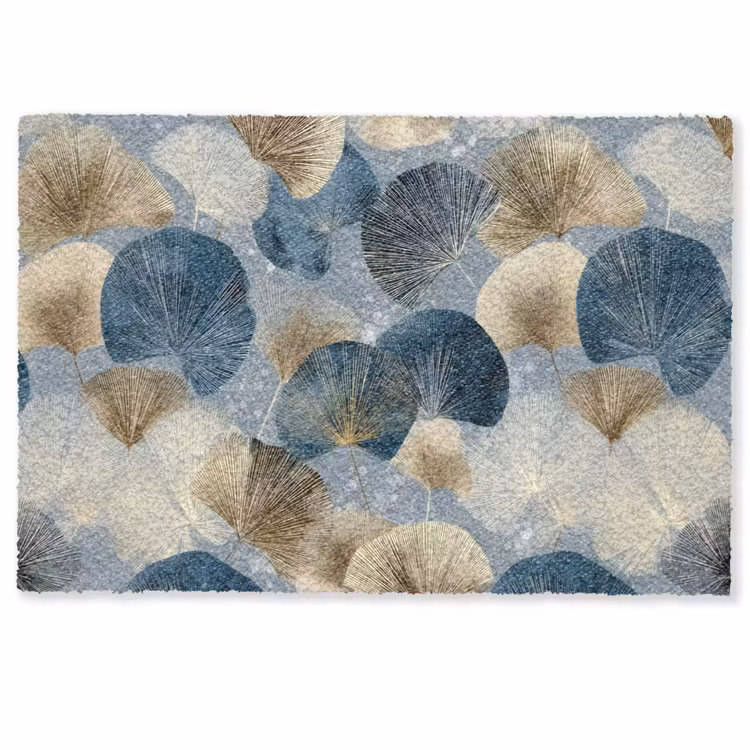 Deurmat - Bladeren - Abstract - Goud - Blauw — 1