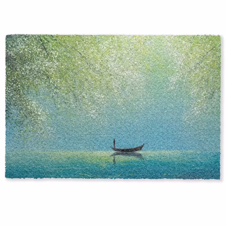 Deurmat - Bootje - Water - Bladeren - Bloesems — 1