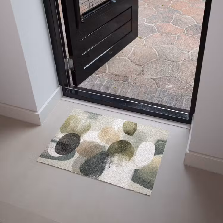 Deurmat - Minimalistisch - Cirkels - Penseelstreken - Beige — 4