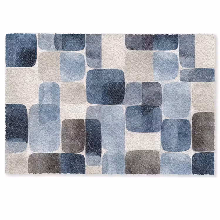 Deurmat - Patroon - Blauw - Vierkanten — 1