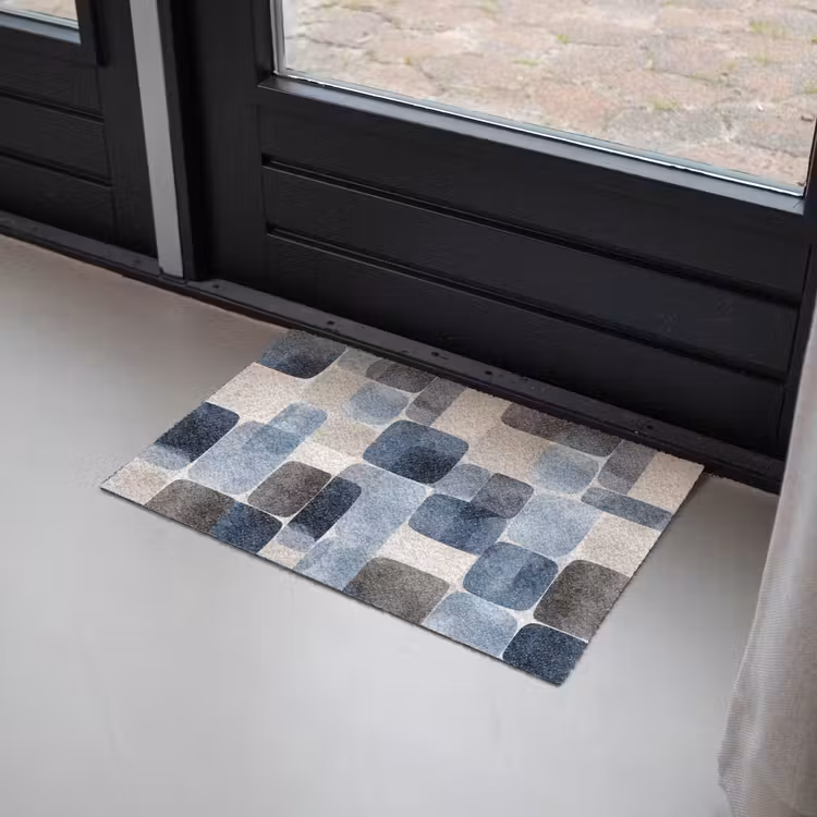 Deurmat - Patroon - Blauw - Vierkanten — 2