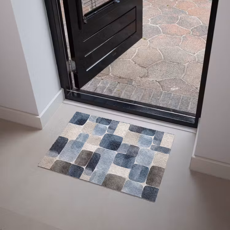 Deurmat - Patroon - Blauw - Vierkanten — 4