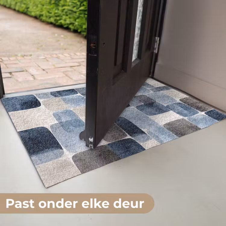 Deurmat - Patroon - Blauw - Vierkanten — 6