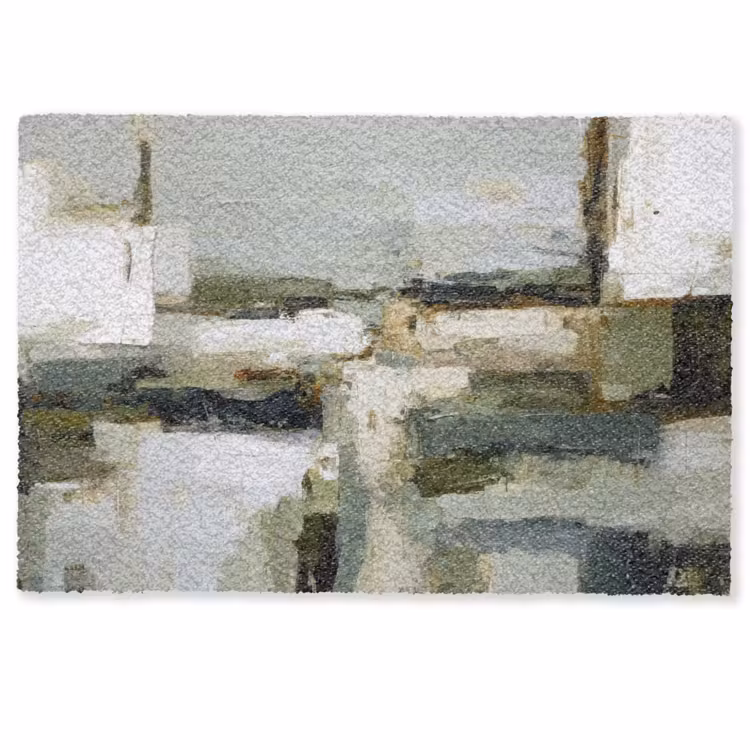 Deurmat - Penseelstreken - Groen - Abstract - Japandi — 1
