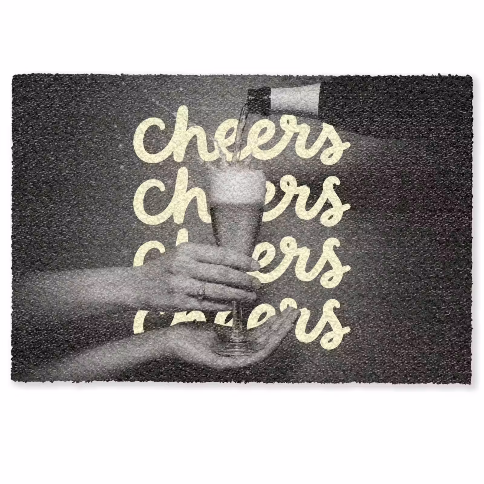 Deurmat - Cheers - Wijn - Zwart - Wit — 1