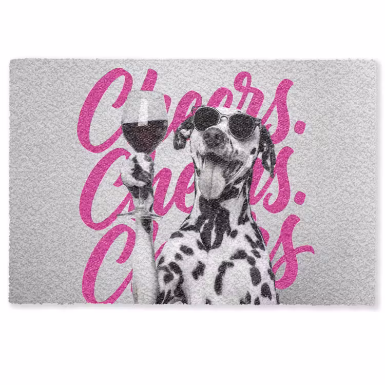 Deurmat - Cheers - Hond - Roze - Wijn — 1