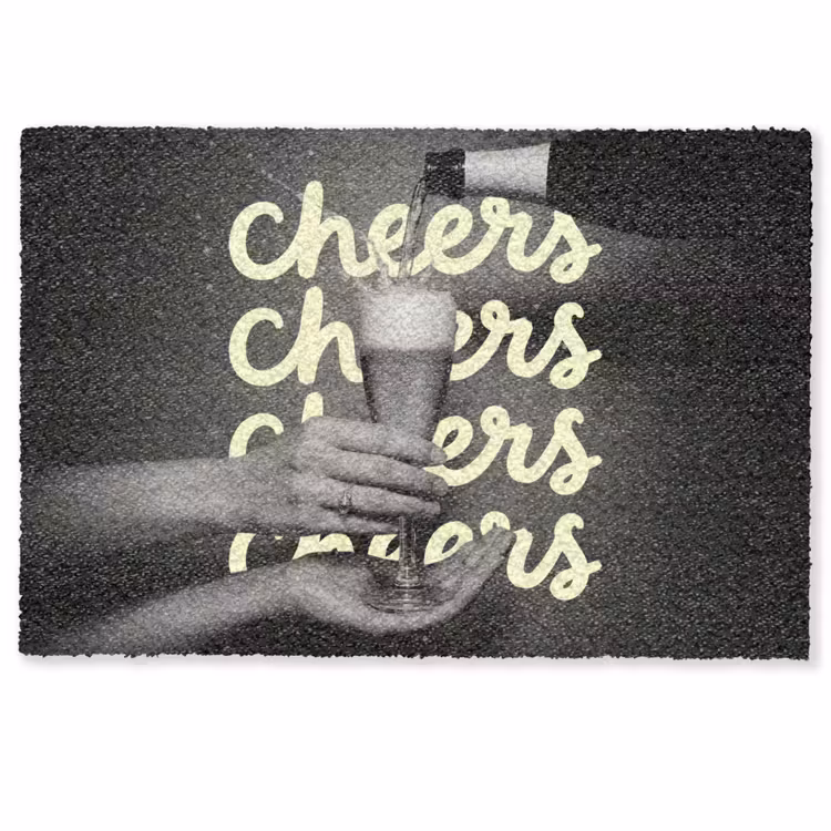 Deurmat - Cheers - Wijn - Zwart - Wit — 1