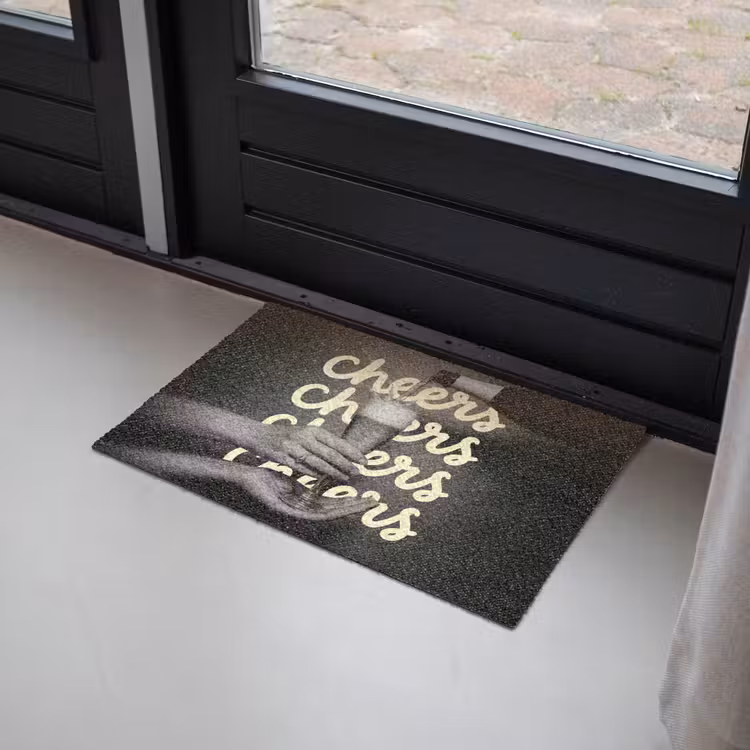 Deurmat - Cheers - Wijn - Zwart - Wit — 2