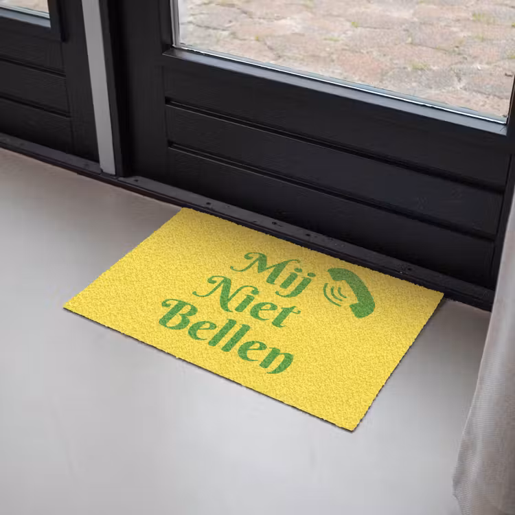 Deurmat - Mij niet bellen - Telefoon - Geel — 2