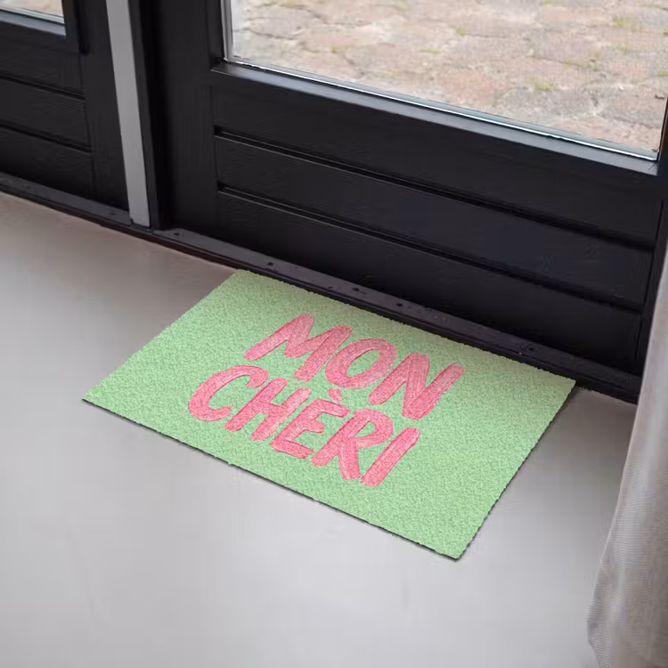 Deurmat - Mon cheri - Groen - Roze — 2
