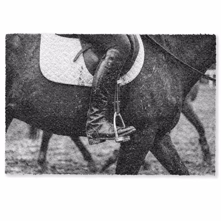 Deurmat - Paard - Sport - Zwart - Wit — 1