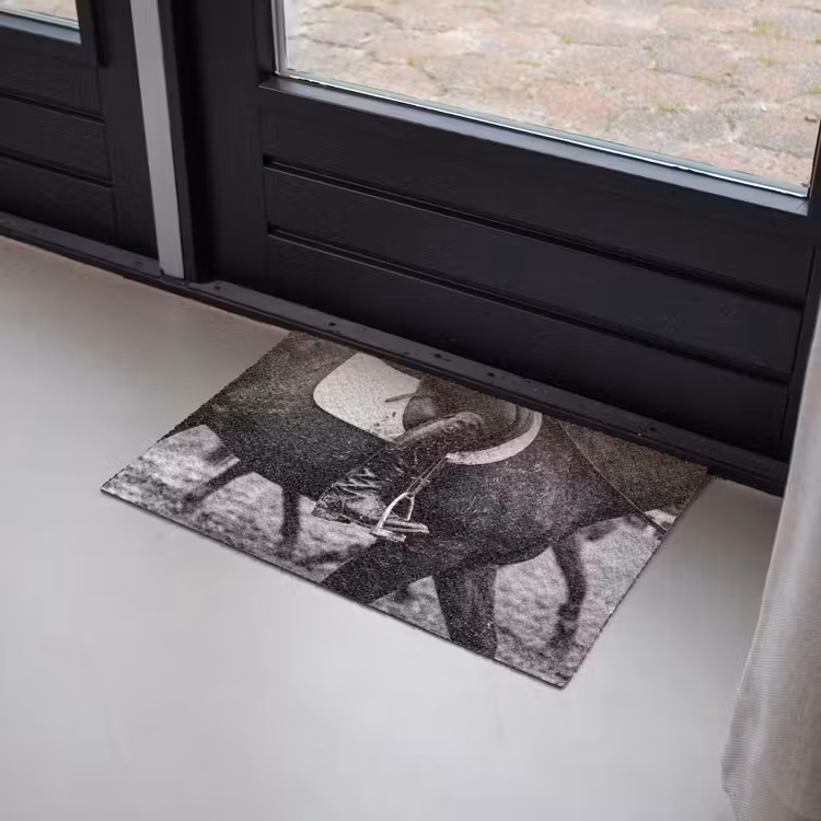 Deurmat - Paard - Sport - Zwart - Wit — 2