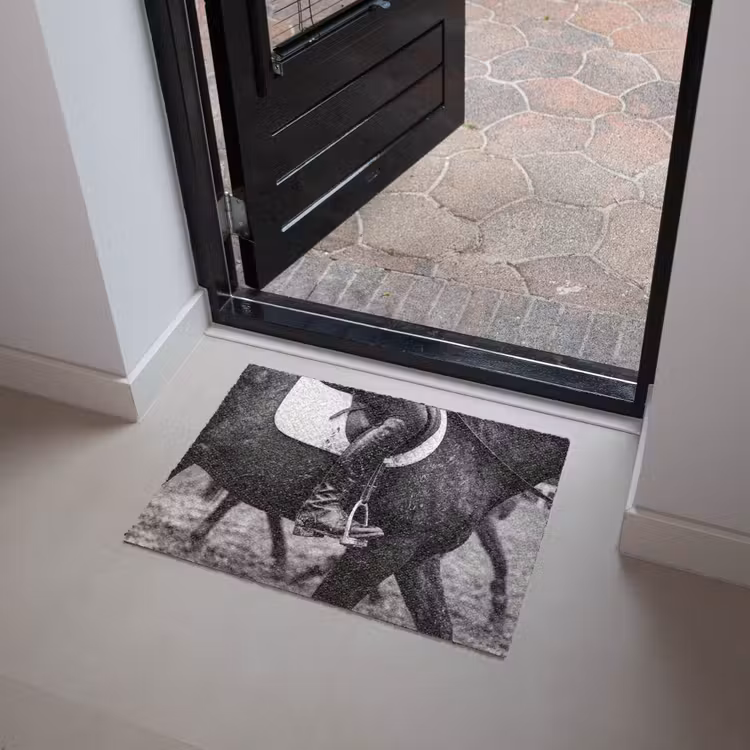 Deurmat - Paard - Sport - Zwart - Wit — 4