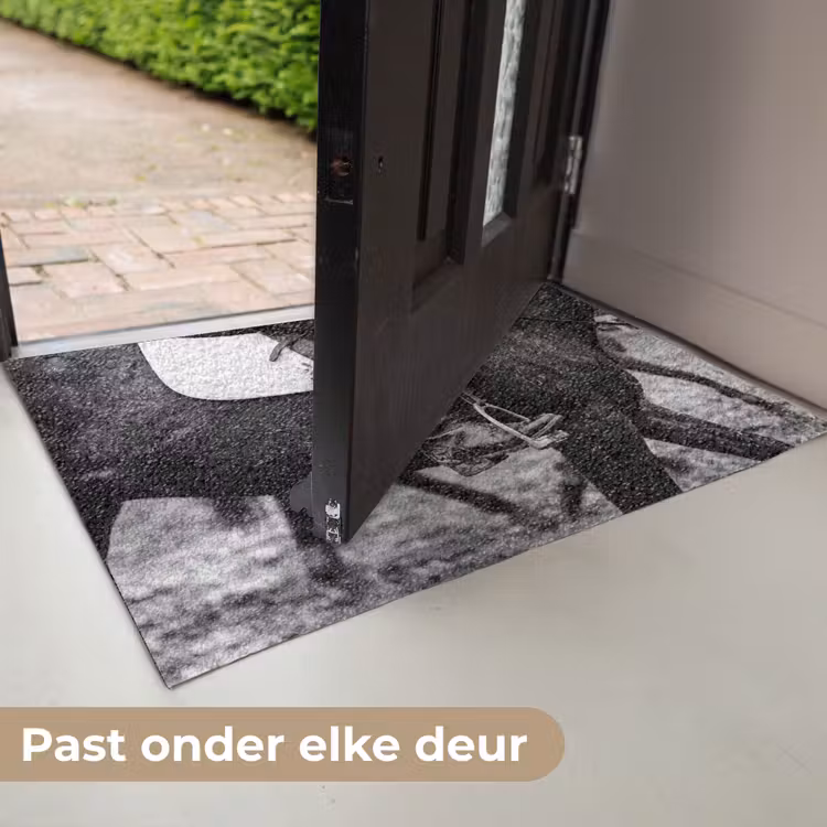 Deurmat - Paard - Sport - Zwart - Wit — 6