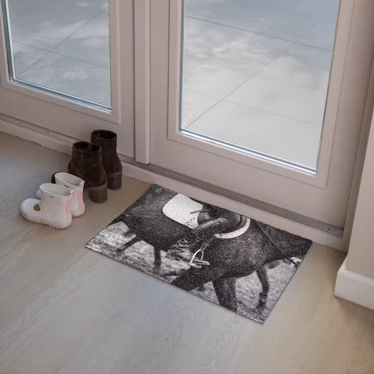 Deurmat - Paard - Sport - Zwart - Wit — 7