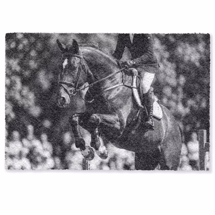 Deurmat - Springen - Paard - Zwart - Wit — 1