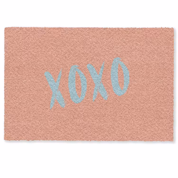 Deurmat - XOXO - Blauw - Perzikkleur — 1