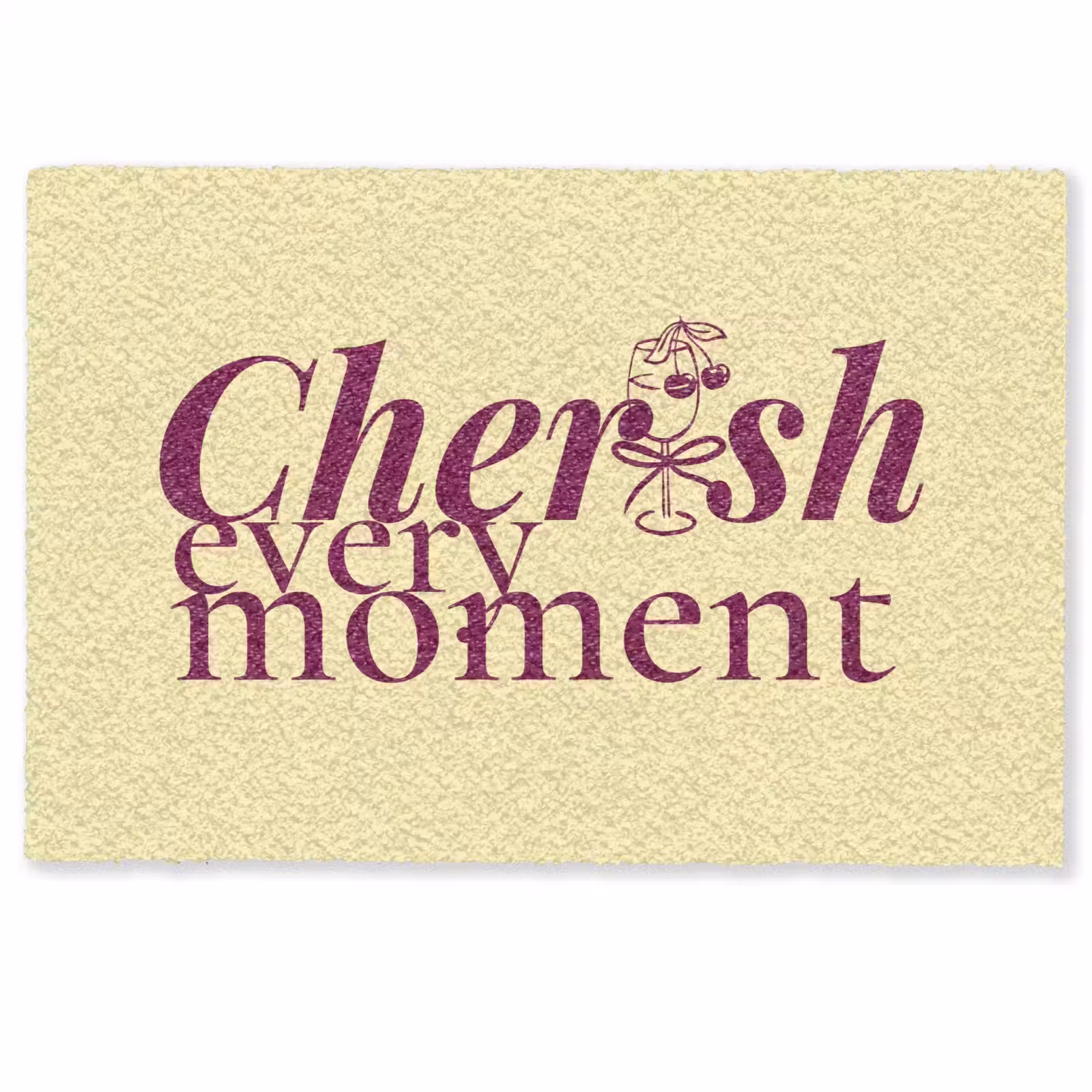 Deurmat - Cherish every moment - Cocktailglas - Geel — 1
